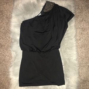 Beautiful One-Shoulder Beaded LBD (Size: S)